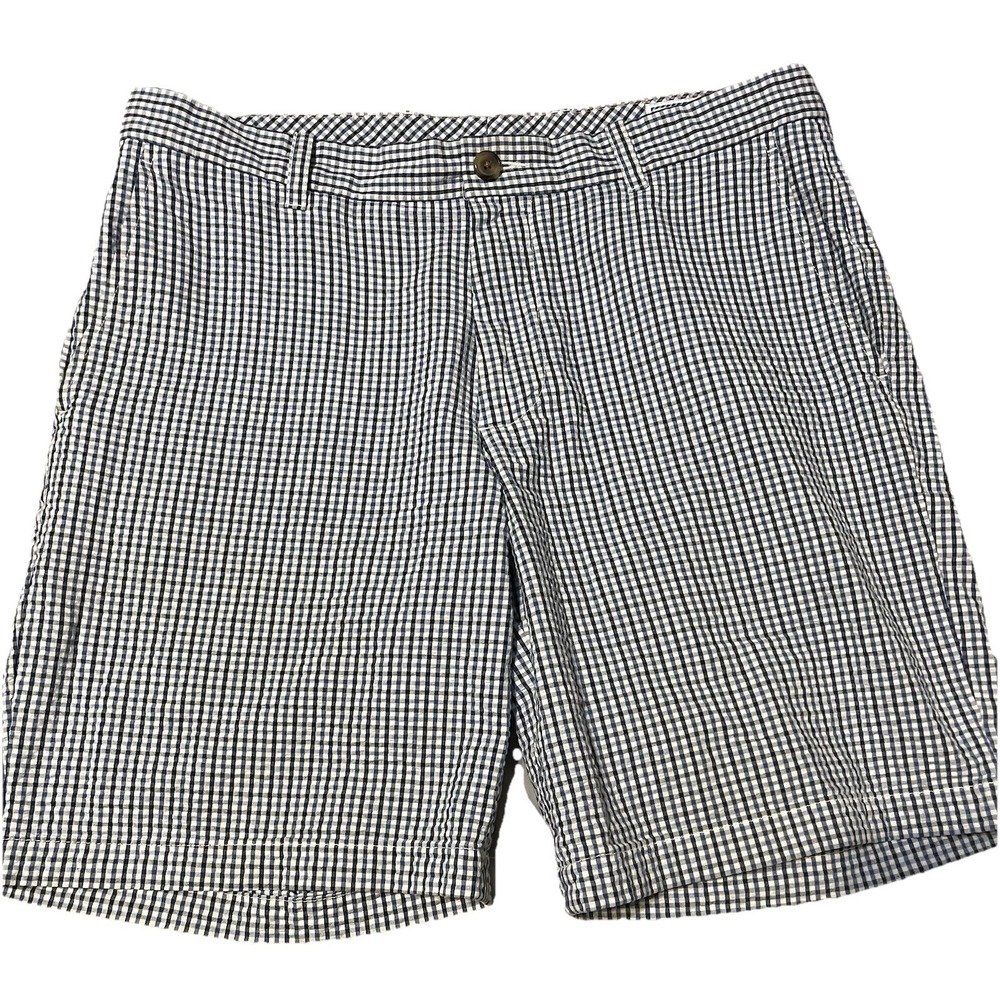Southern Tide Mens 34 X 9 Blue White Plaid Seersucker The Skipjack Shorts